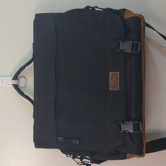 Western Pack Black/Brown Ballistic Nylon Messenger Bag/Satchel - Picture 1 of 16